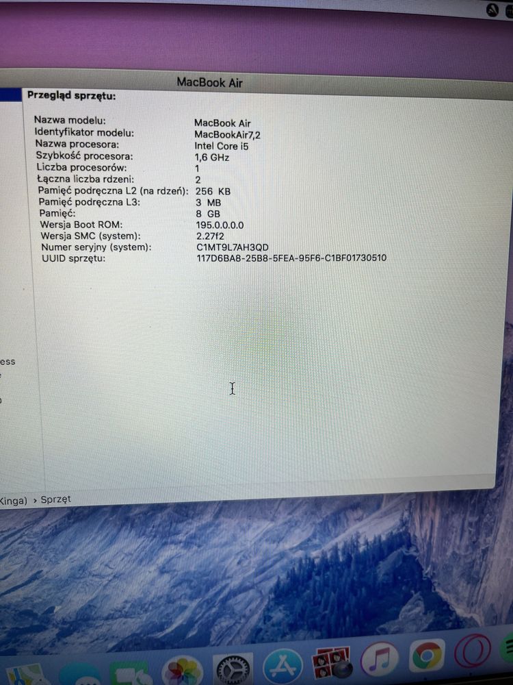 Macbook Air 13 [Early 2015] 128gb 8Gb RAM bardzo dobry stan