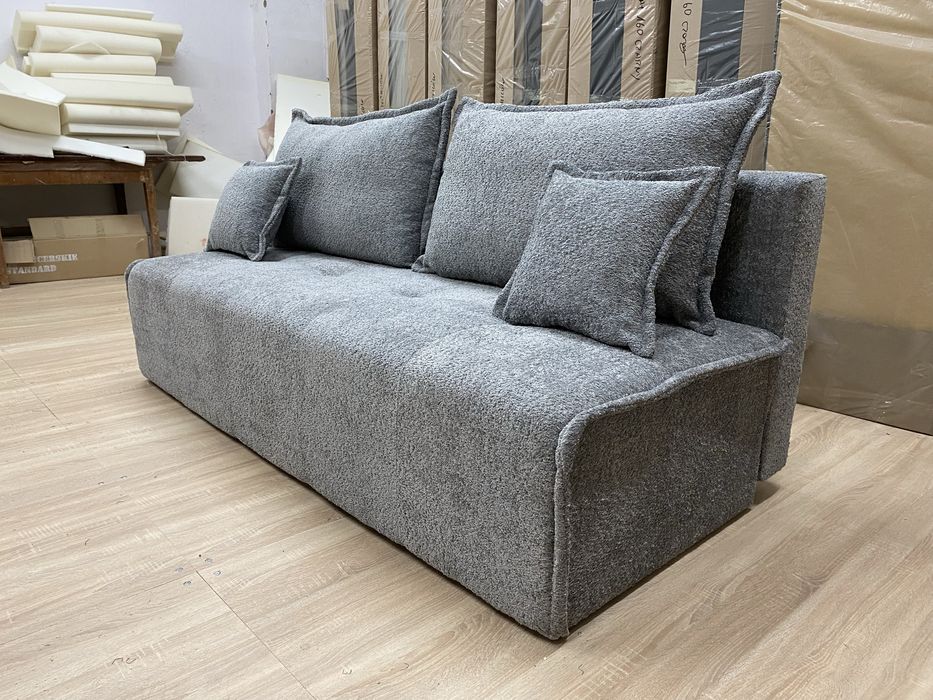 Kanapa z funkcją spania kolor szary + poduszki