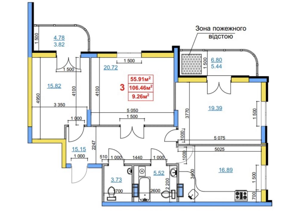 Продаж квартири 3-х кім. з видом на р.Дніпро, вул.Припортова,22/1