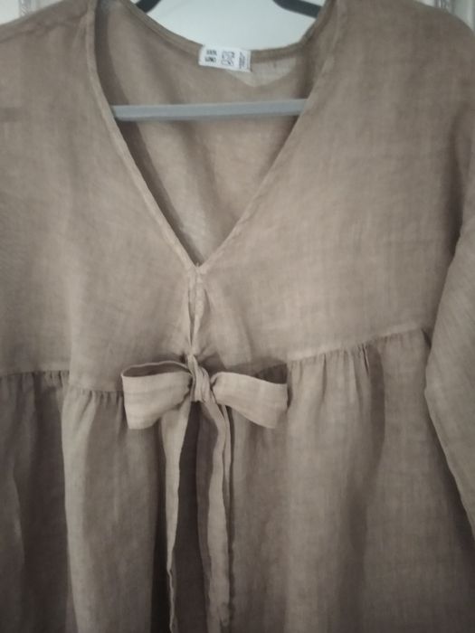 Bluzka 100% len brązowa