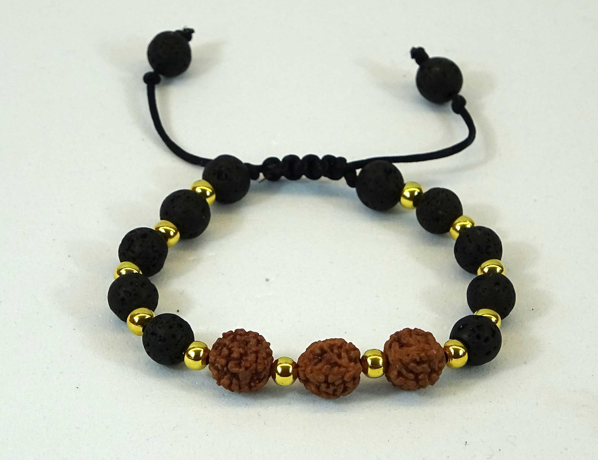 Pulseiras em Rudraksha (Rudra)e pedra natural semipreciosa