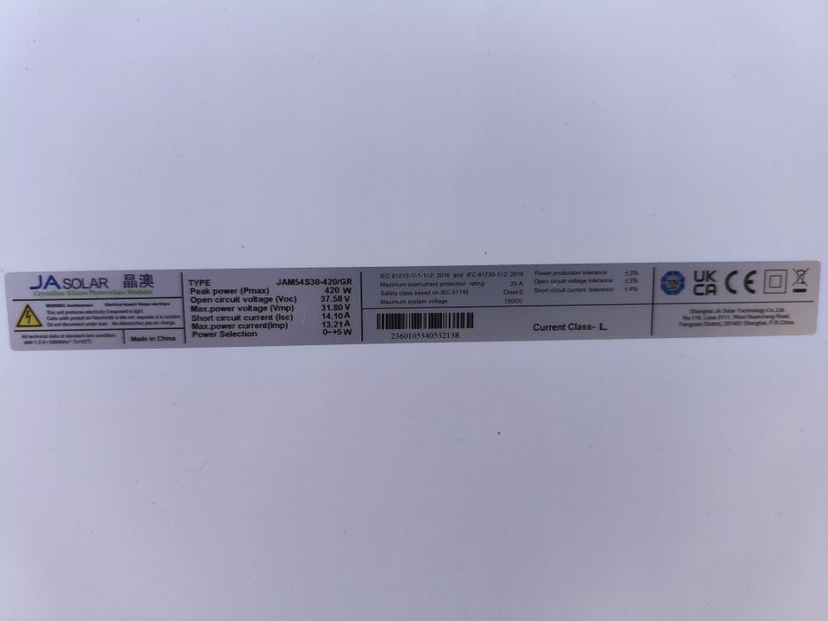 Panele fotowoltaiczne jasolar 420w