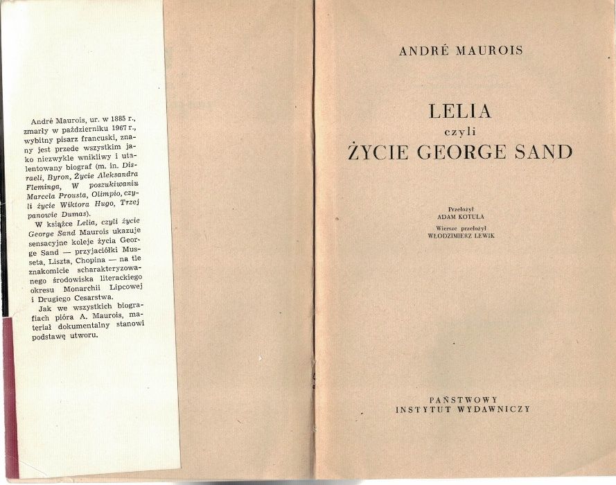 Lelia czyli życie George Sand Andre Maurois