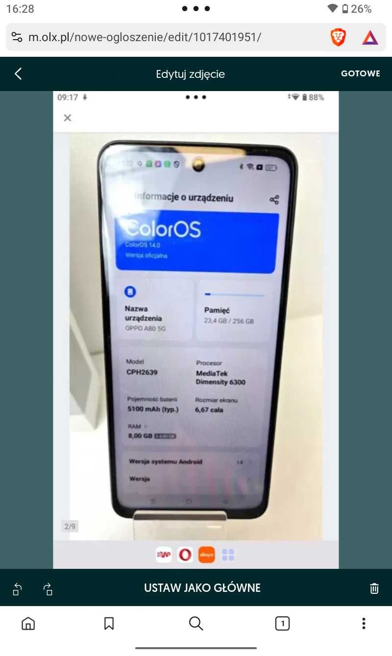 SUPER OPPO A80 5G. GWARANCJA producenta. Pamięć 8|256gb