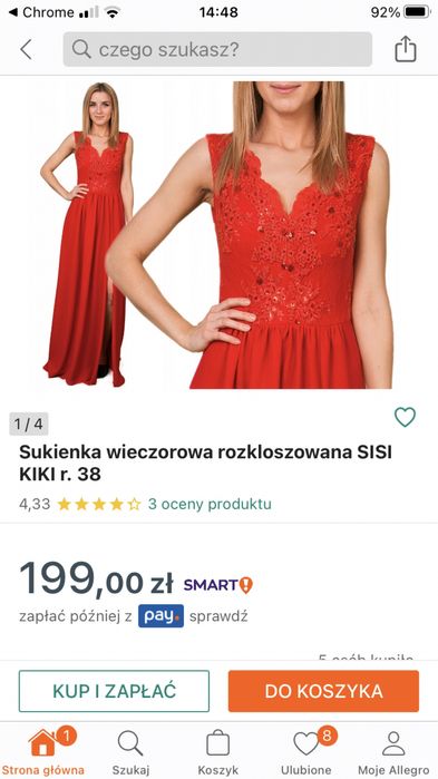 Przepiękna długa czerwona sukienka