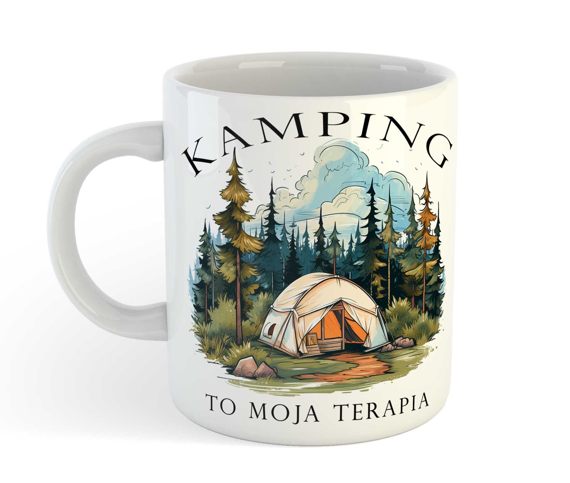 Kubek "Kamping to moja terapia", Kamper, namiot, kamping.