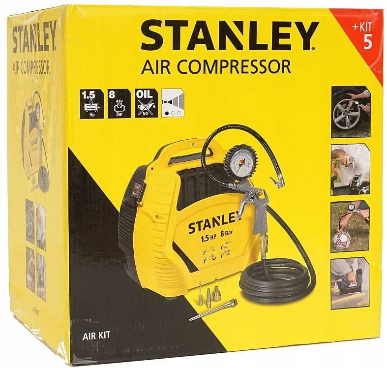 Nowy KOMPRESOR Bezolejowy Stanley 1100W Sprężarka + Gratis (WYPRZEDAŻ)