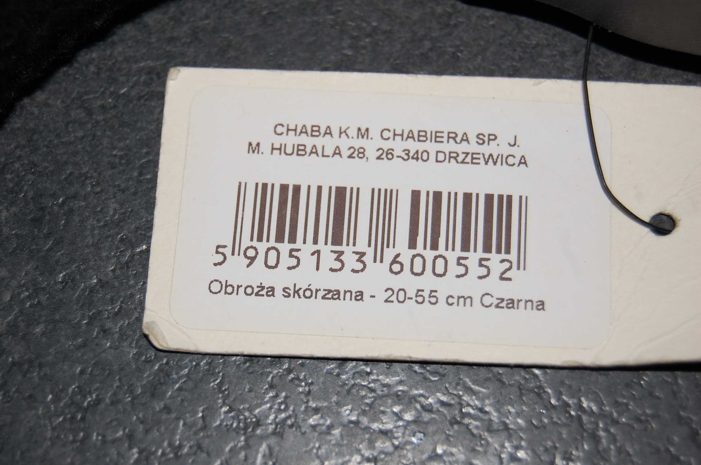 Obroża skórzana, czarna 20-55 cm - CHABA - NOWA