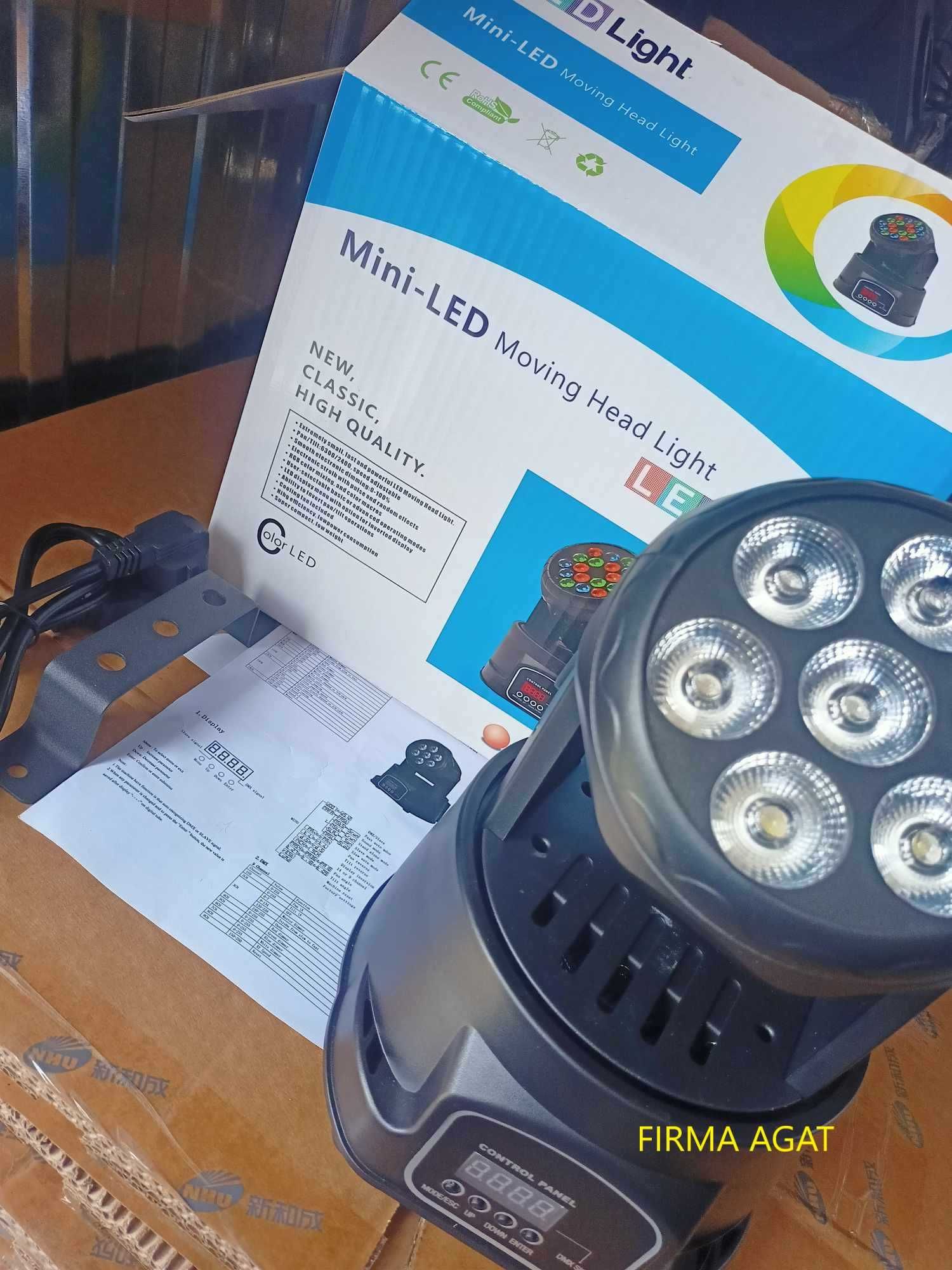 LED ruchoma głowa MINI WASH 7x10W 4w1 RGBW FAKTURA VAT