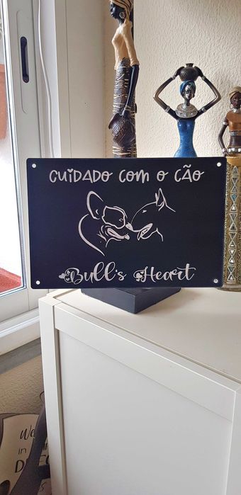 Placa sinalética personalizada "cuidado com o cão" qualquer raça