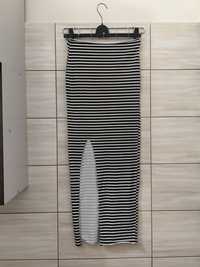 Długa spódnica maxi w paski czarno-biała Wassyl XS/S