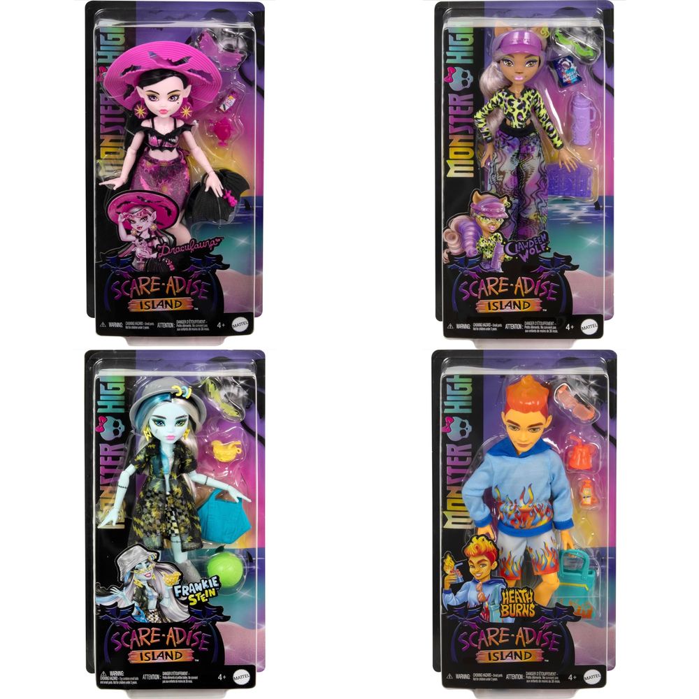 Monster High Scare-adise Island Clawdeen Draculaura Frankie Burns