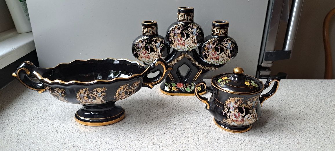 Porcelana grecka  Agora hand made czarno- złota