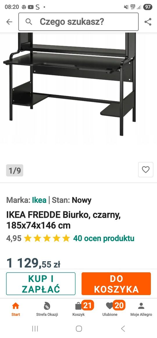 BIiurko komputerowe Ikea Fredde czarne .