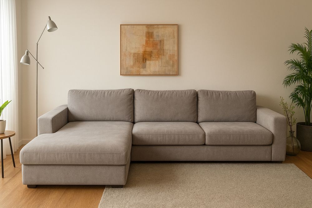 Sofá com chaise longue cinzento