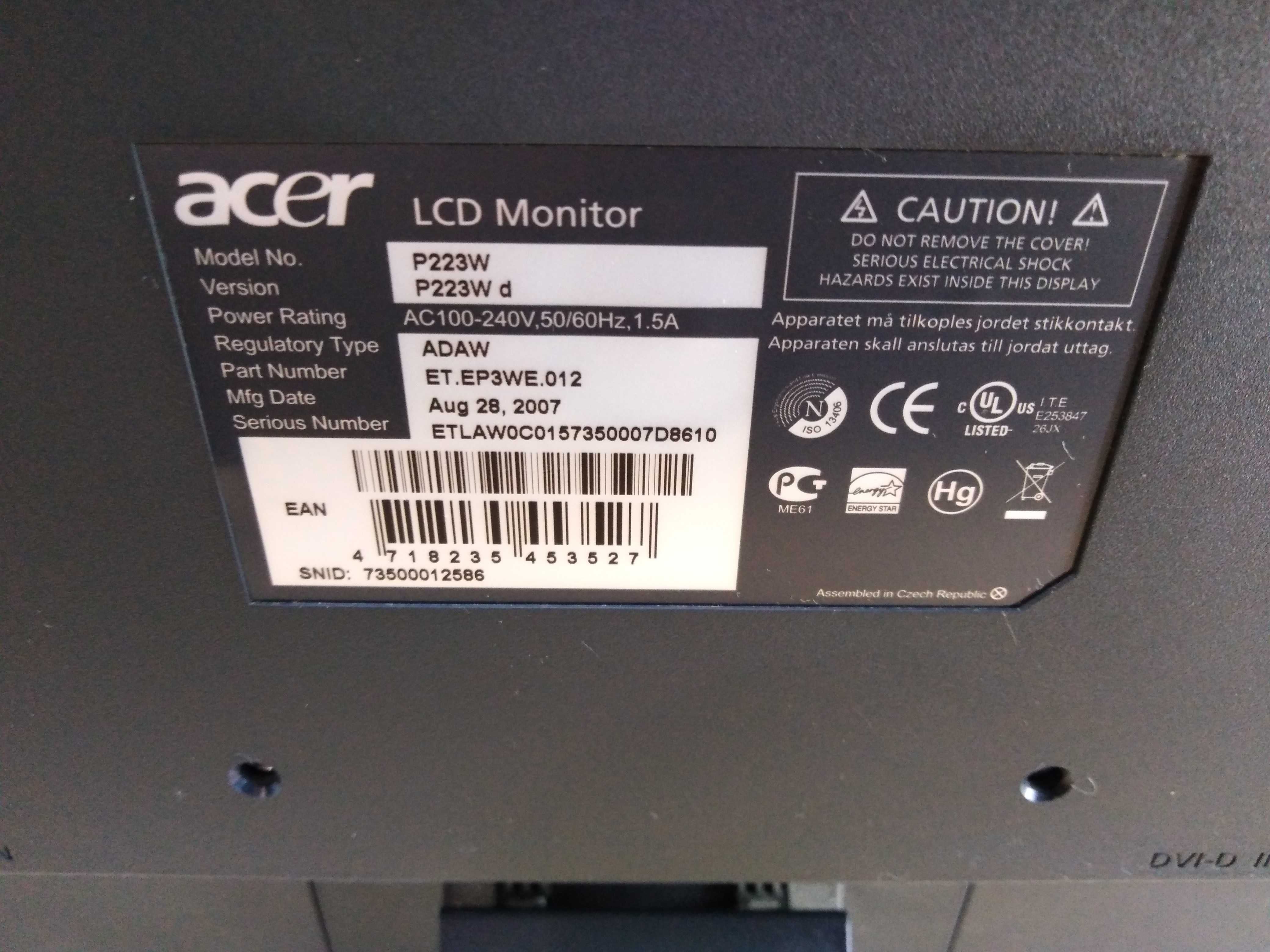 Monitor HP LCD 22 Matryca Połysk DVI VGA Super Stan