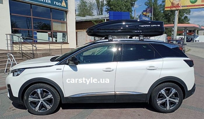 Автобокс на крышу Terra Drive 480 черный белый глянец 196*75*43 уценки