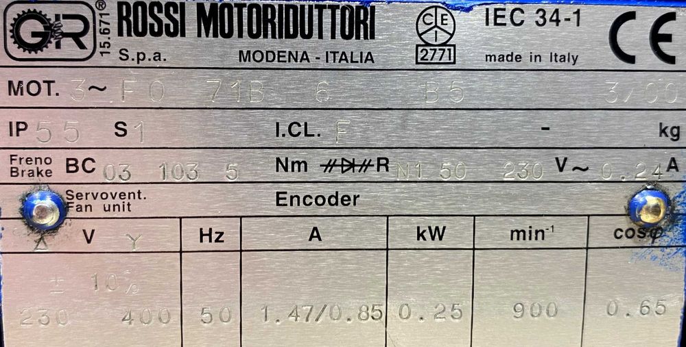 silnik elektryczny 0,25kW 900obr. 3fazowy HAMULEC