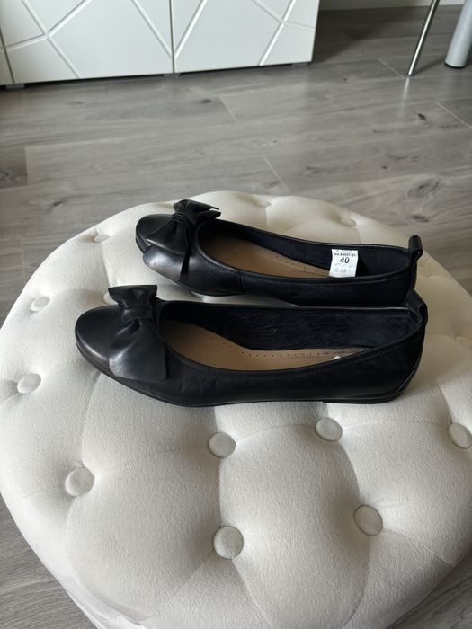 Baleriny skórzane czarne WOJAS rozm. 40