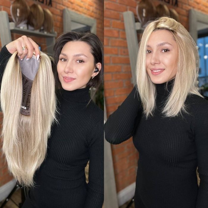 Натуральний парик пшеничний блонд Наращивание волос Wig Human Hair