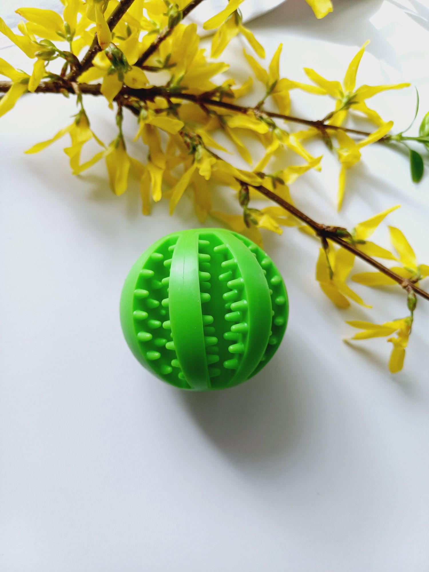 Zielona gumowa piłka na smakołyki dla psa