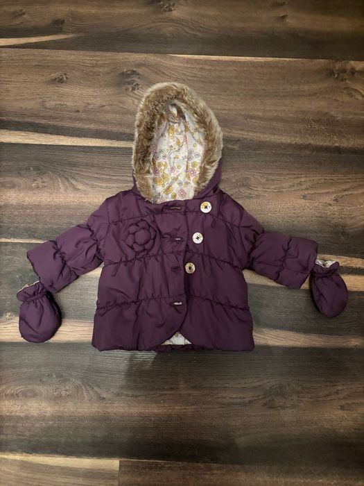 fioletowa kurteczka niemowlęca z futerkiem
