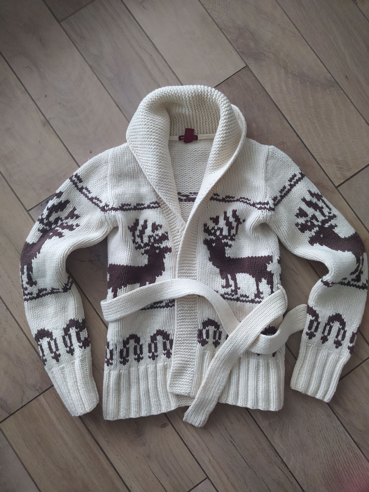 Wełniany sweter świąteczny w renifery Xs H&M Logg