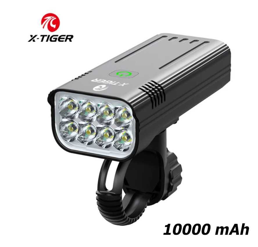 Oświetlenie przód X-TIGER mocny reflektor rowerowy 10 000 mAh