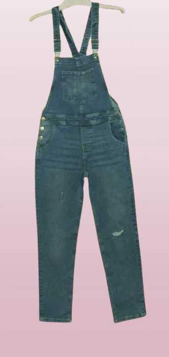 Ogrodniczki jeansowe spodnie bawełna + elastan zwężane S/M / 327O