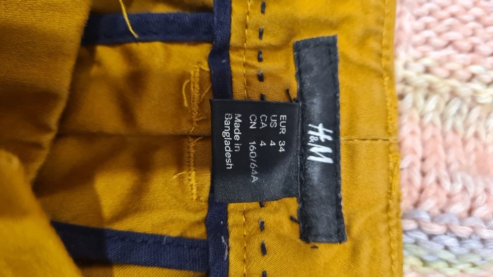 Musztardowe spodnie h&m roz. 34