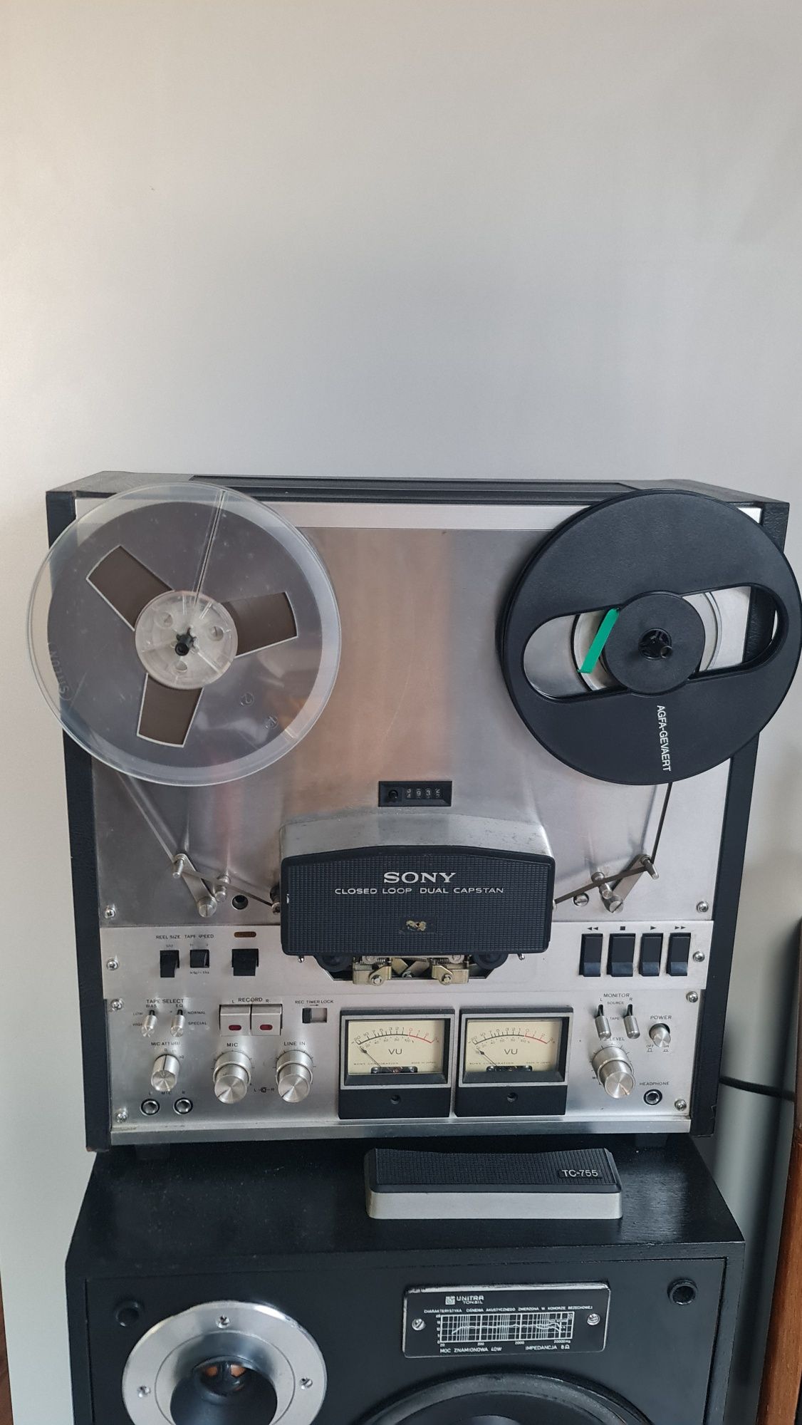 Magnetofon szpulowy Sony TC-755 sprawny plus taśmy 15 szt