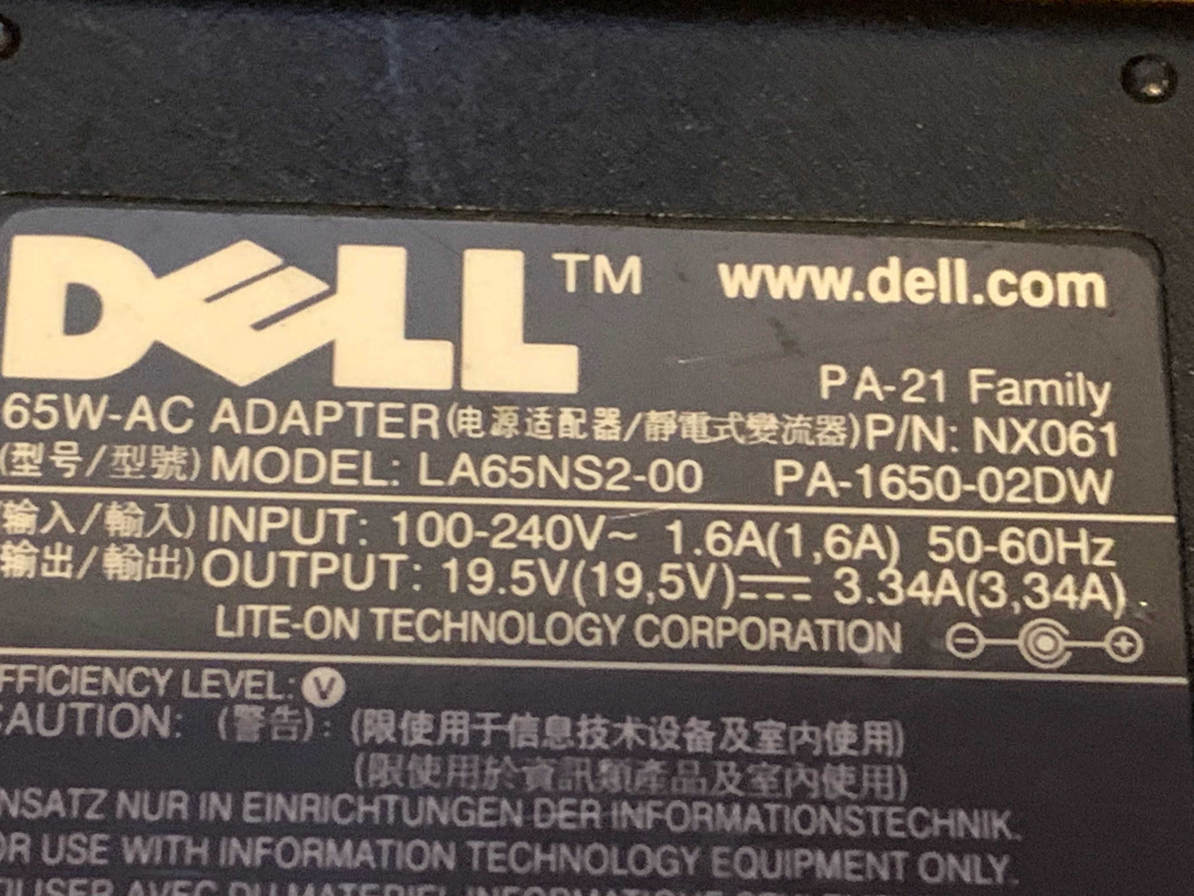 Zasilacz Dell 65 W -NX061 Ośmiokątny wtyk! Używany, sprawny