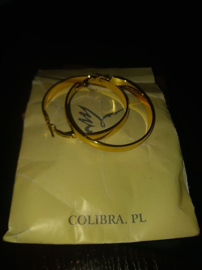 Kolczyki duże koła złoty kolor COLIBRA 4,5cm