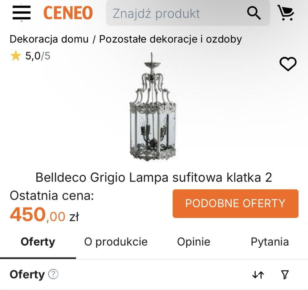 Lampa sufitowa klatka Belldeco Grigoo