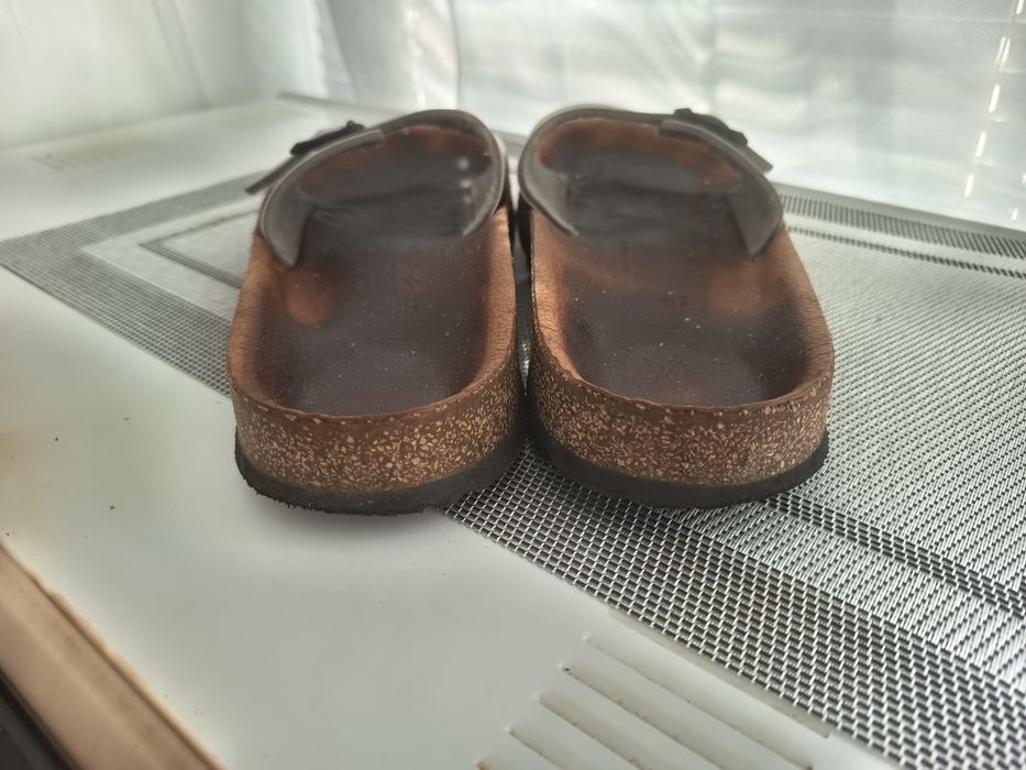 Биркенштоки шкіряні шльопанці шльопки Birkenstock madrid relax 39 сірі