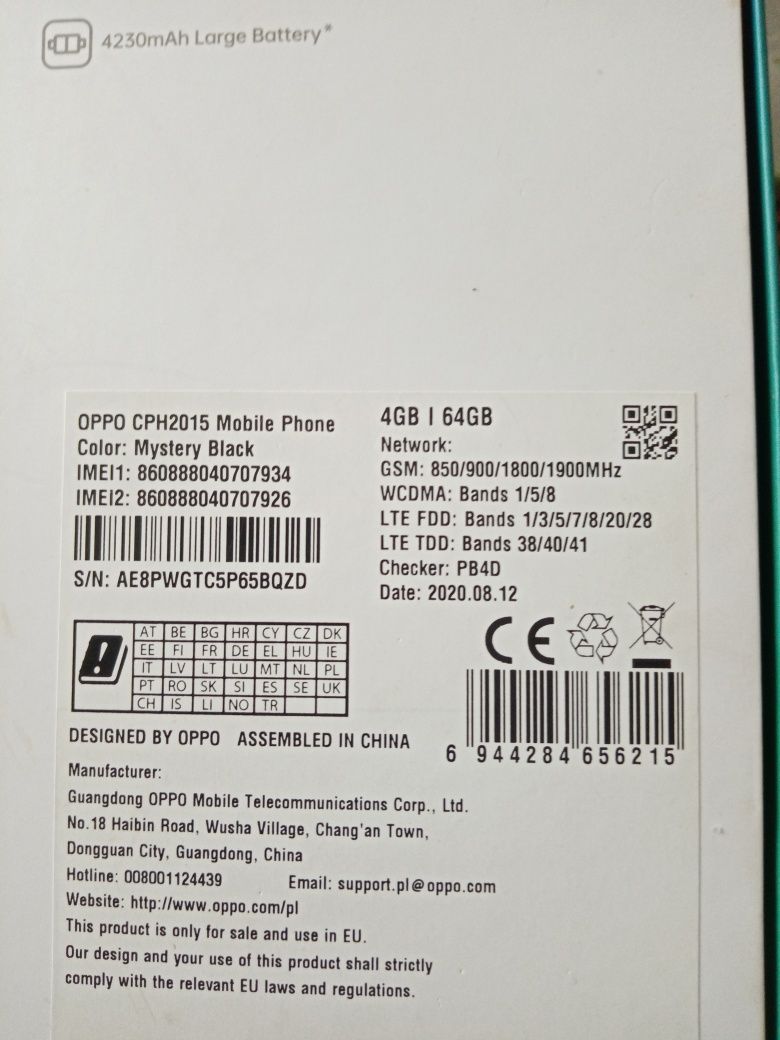 Oppo A31 tel. kom