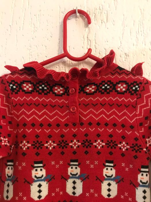 Nowa dzianinowa czerwona świąteczna sukienka Boże Narodzenie r 98