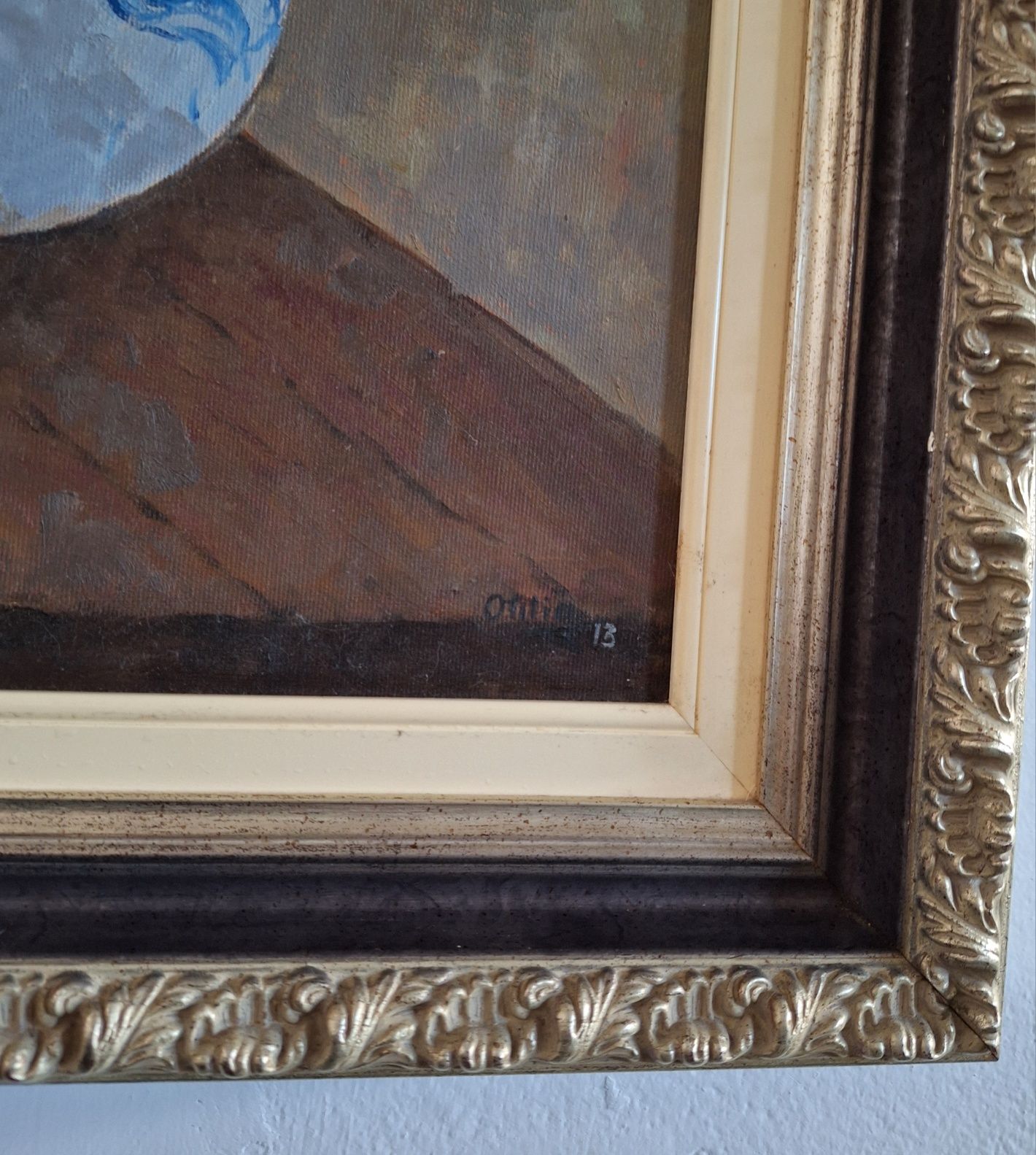 Quadro pintado a óleo e pincel