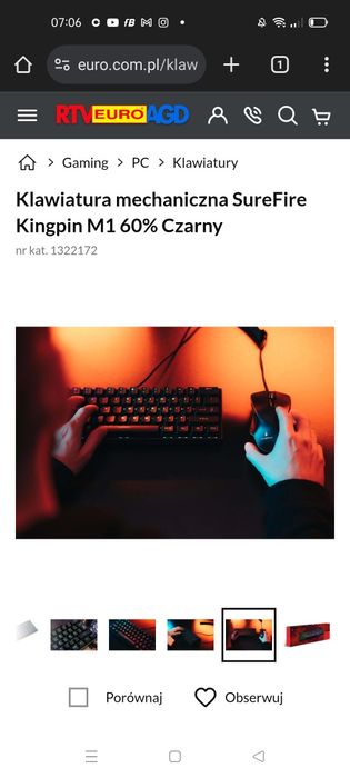 Klawiatura Mechaniczna SureFire Kingpin M1 60% Czarny