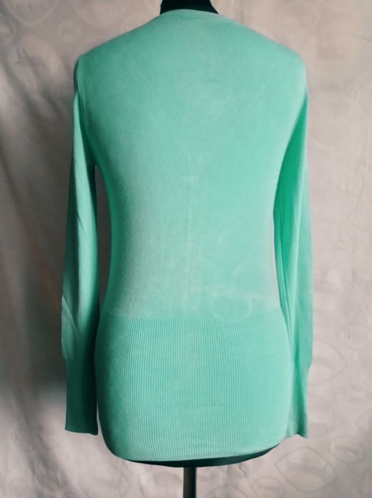 Ładny miętowy sweterek rozpinany z długim rękawem L/XL