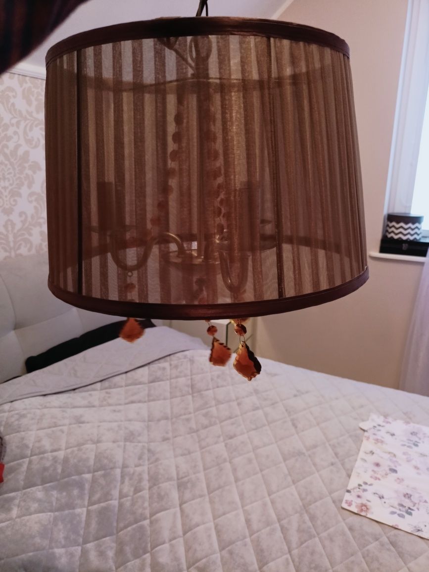 Lampa sufitowa kryształki brąz złoto