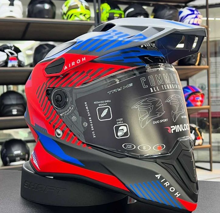 Capacete NOVO Airoh Commander Verm/azul Matt (46% DESCONTO) Tam S