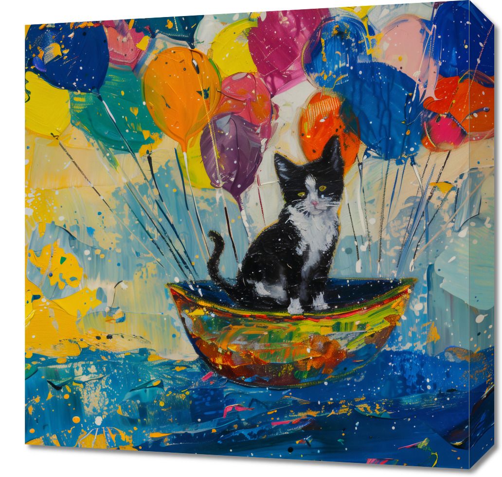 Obraz 50x50cm Kot na Łodzi