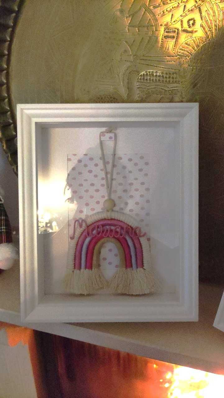 Quadro/arcoiris com nome personalizado para bebé - Macramé