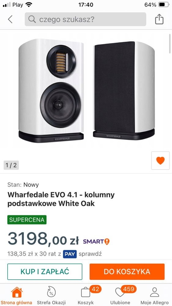 Kolumny głośniki Wharfedale EVO 4.1 białe jak nowe !