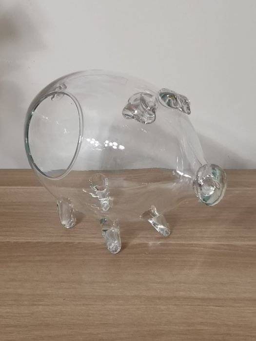 Świnka ze szkła pojemnik dekoracja