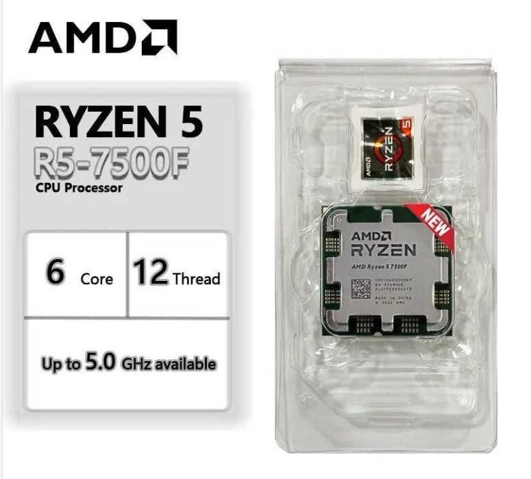 ТОПОВИЙ Процесор AMD Ryzen 5 7500F Socket AM5 НОВИЙ 3700-5000МГц DDR5