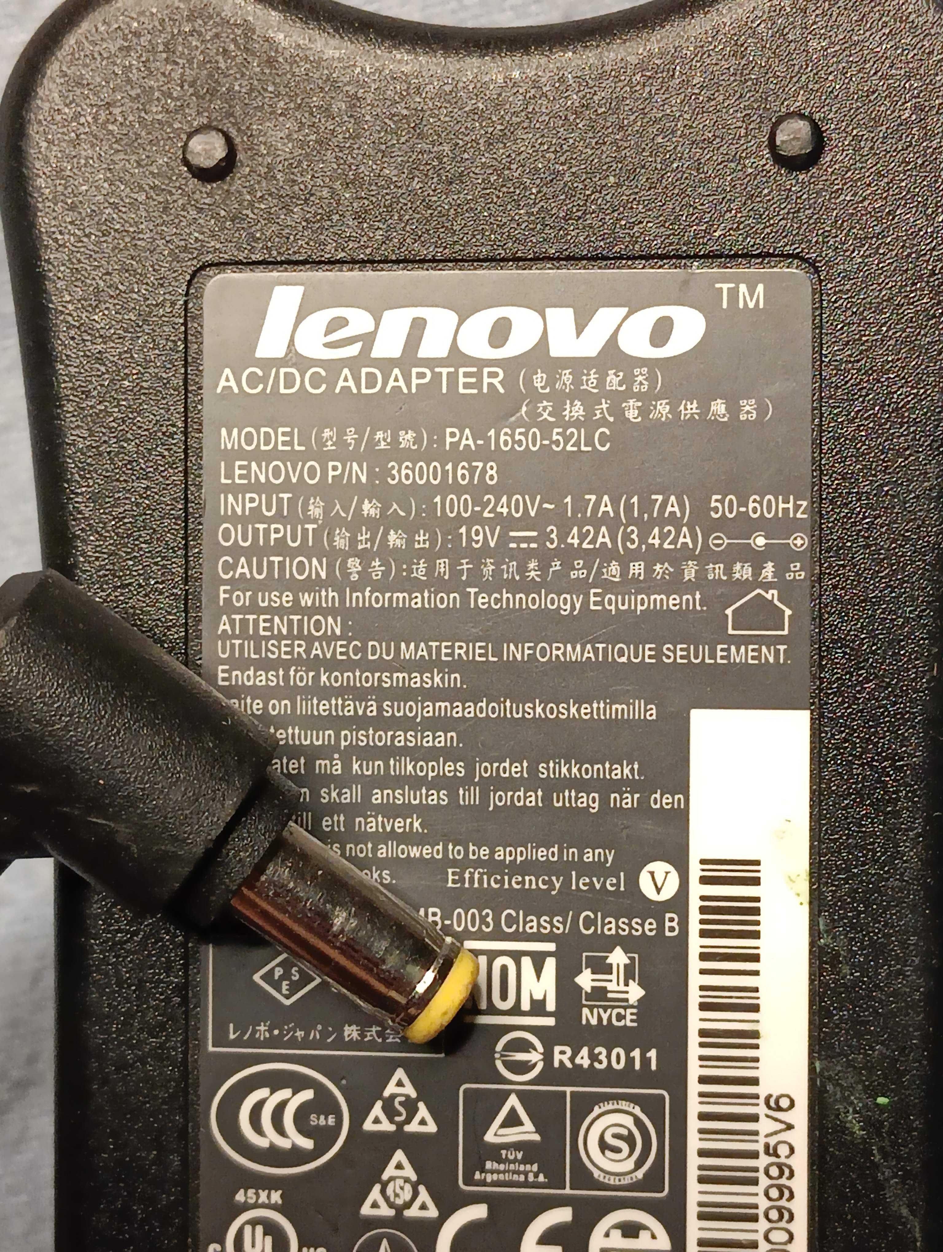 Блок питания зарядное для ноутбука Lenovo 19V 3.42A 65W (5.5×2.5mm)