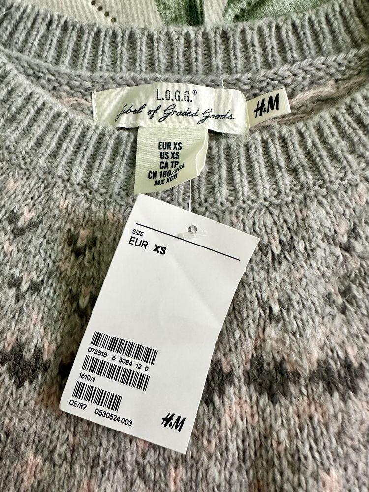 H&M, nowy gruby sweter, wzorzysty; XS
