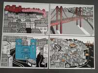 posters - imagens lisboa - porto - coimbra - totobola vintage